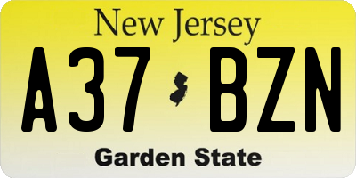 NJ license plate A37BZN
