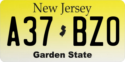 NJ license plate A37BZO