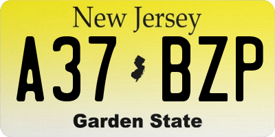 NJ license plate A37BZP