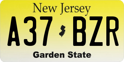 NJ license plate A37BZR