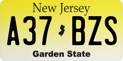 NJ license plate A37BZS