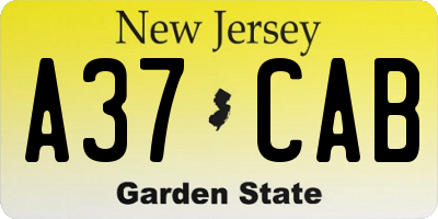 NJ license plate A37CAB