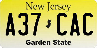 NJ license plate A37CAC
