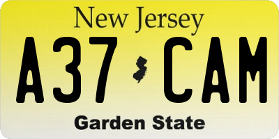 NJ license plate A37CAM