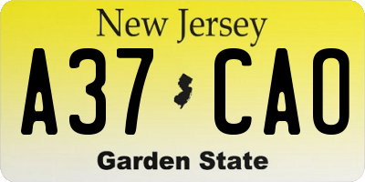 NJ license plate A37CAO