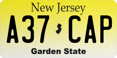 NJ license plate A37CAP