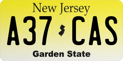 NJ license plate A37CAS