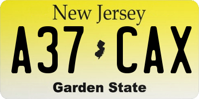 NJ license plate A37CAX
