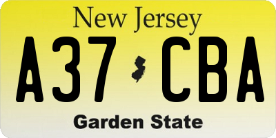 NJ license plate A37CBA