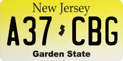 NJ license plate A37CBG