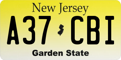 NJ license plate A37CBI