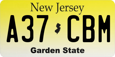NJ license plate A37CBM