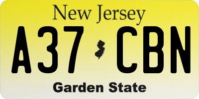 NJ license plate A37CBN