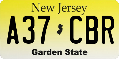 NJ license plate A37CBR