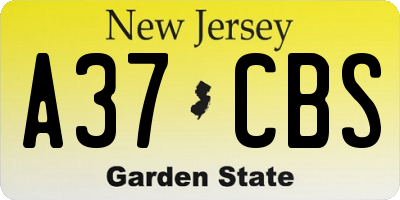 NJ license plate A37CBS