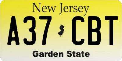 NJ license plate A37CBT
