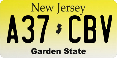 NJ license plate A37CBV
