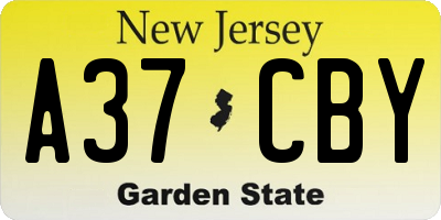 NJ license plate A37CBY