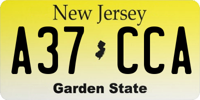 NJ license plate A37CCA
