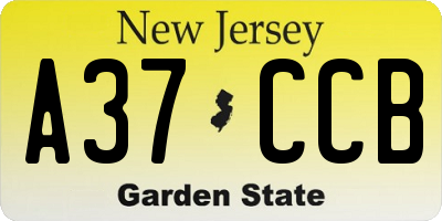NJ license plate A37CCB