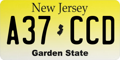 NJ license plate A37CCD