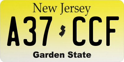 NJ license plate A37CCF