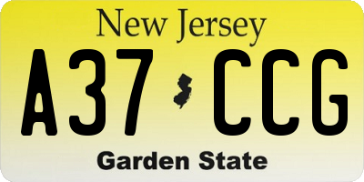 NJ license plate A37CCG