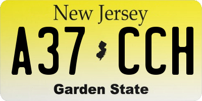 NJ license plate A37CCH