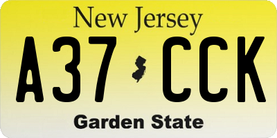 NJ license plate A37CCK