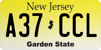 NJ license plate A37CCL