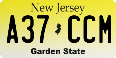 NJ license plate A37CCM