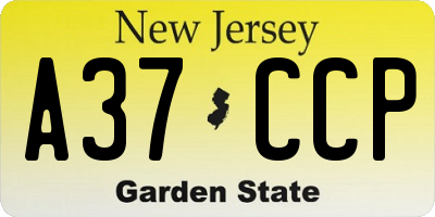 NJ license plate A37CCP