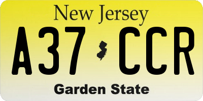 NJ license plate A37CCR