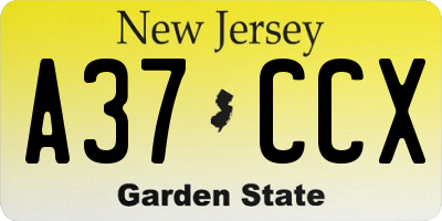 NJ license plate A37CCX