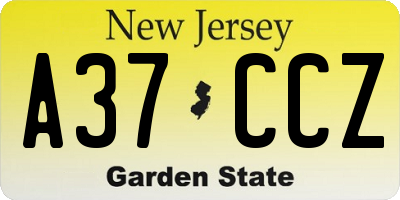 NJ license plate A37CCZ