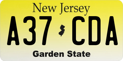 NJ license plate A37CDA