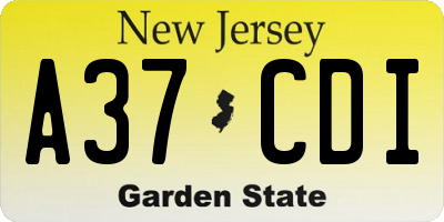 NJ license plate A37CDI