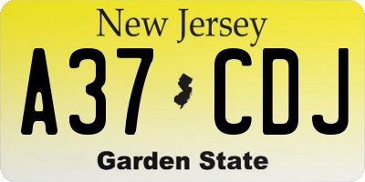 NJ license plate A37CDJ