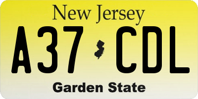 NJ license plate A37CDL