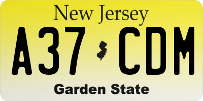 NJ license plate A37CDM
