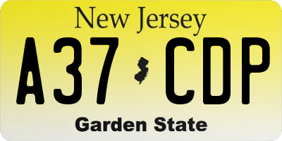NJ license plate A37CDP