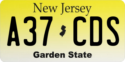 NJ license plate A37CDS
