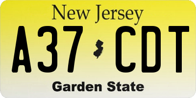 NJ license plate A37CDT