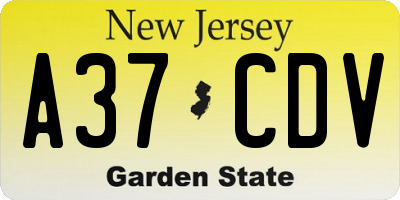 NJ license plate A37CDV