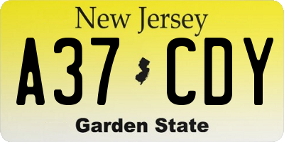 NJ license plate A37CDY