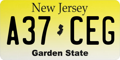 NJ license plate A37CEG