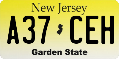 NJ license plate A37CEH