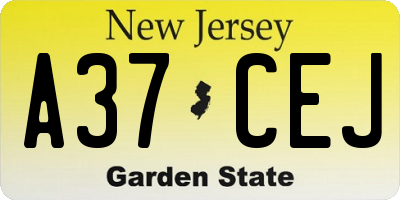 NJ license plate A37CEJ