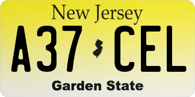 NJ license plate A37CEL