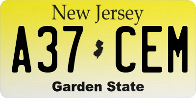NJ license plate A37CEM